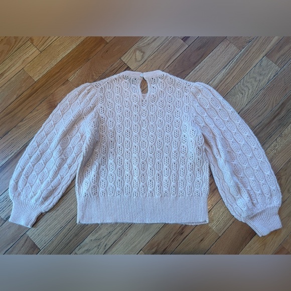 J CREW Sweater Women’s Size L Pink Cable-Knit Balloon Sleeve Alpaca Wool Blend - Picture 14 of 16